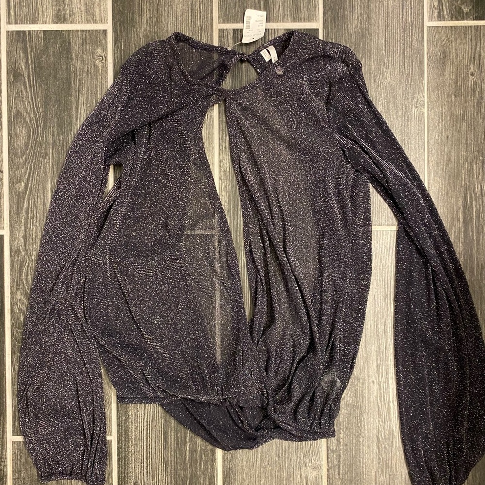 NWT Sheer Glitter Wrap Top Small Punk Goth Grudge Festival Concert Party